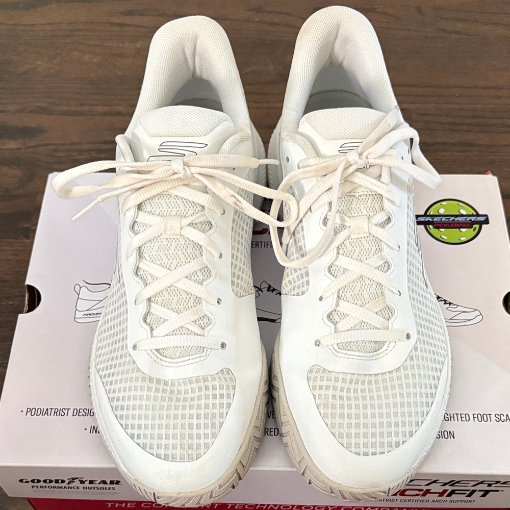Skechers Pickleball White Athletic Shoes with Goodyear Soles
